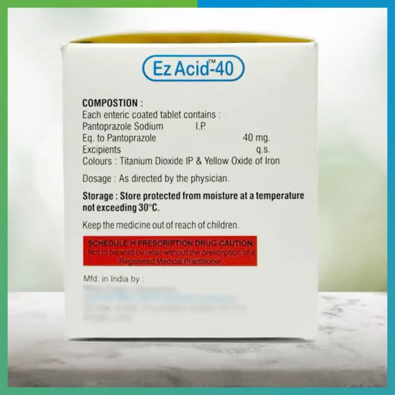 EzAcid 40 Tablets 10 Strips 15 Tablets per Strip Back Side